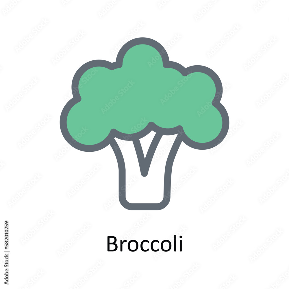 Broccoli Vector  Fill outline Icons. Simple stock illustration stock