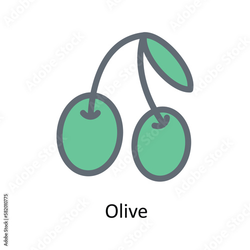Olive Vector  Fill outline Icons. Simple stock illustration stock