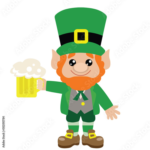 St Patrick day leprechaun  vector cartoon illustration