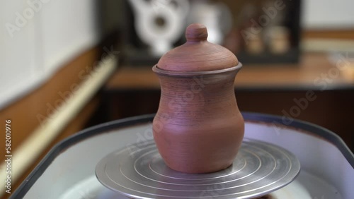 Ceramics, a ceramic product made with their own hands on a potter's wheel, a mug.
