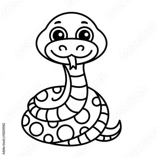 Children coloring book. Vector illustration of snake, boa in a cartoon style