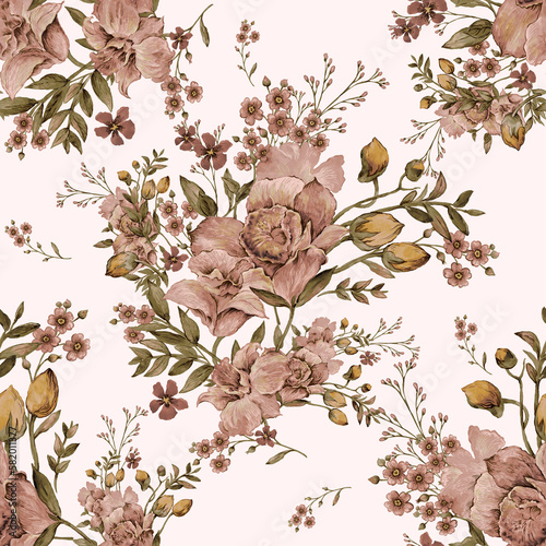 Abstract floral seamless pattern in vintage