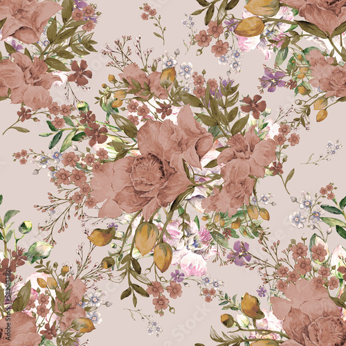 Abstract floral seamless pattern in vintage