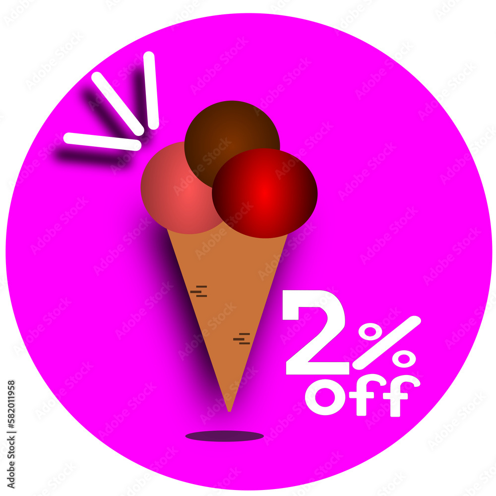 Obraz premium illustration ice cream 2% off