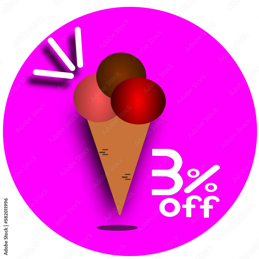 illustration ice cream 3% off