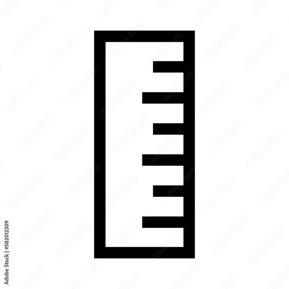 Compact ruler icon. Stationery. Vector.