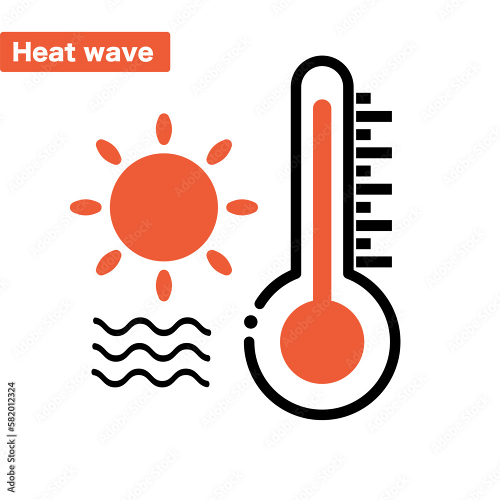 Heat wave sun and thermometer icon set. Vector. Heat wave sun and thermometer icon set. Vector.