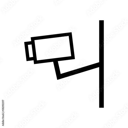Simple CCTV icon mounted on a wall. Vector.