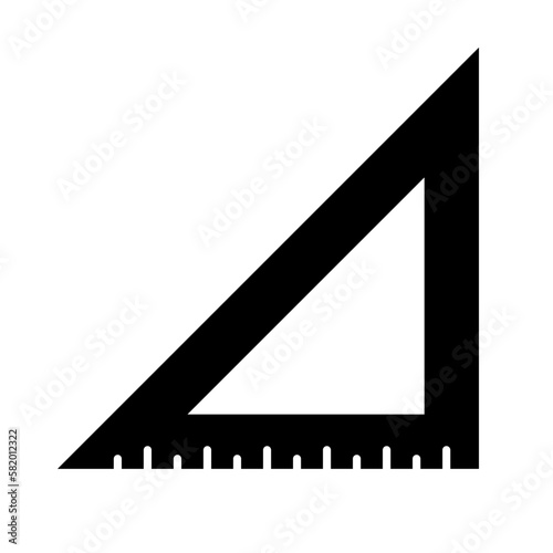 Triangle ruler silhouette icon. Stationery. Vector.