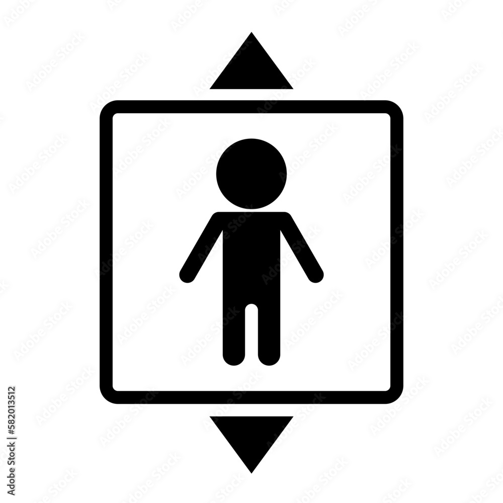 Elevator and person silhouette icon moving up and down. Vector. Elevator and person silhouette icon moving up and down. Vector.