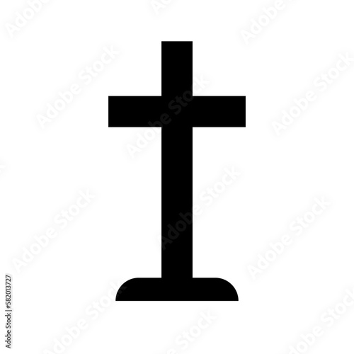 Christian grave silhouette icon. Tomb of the cross. Vector.