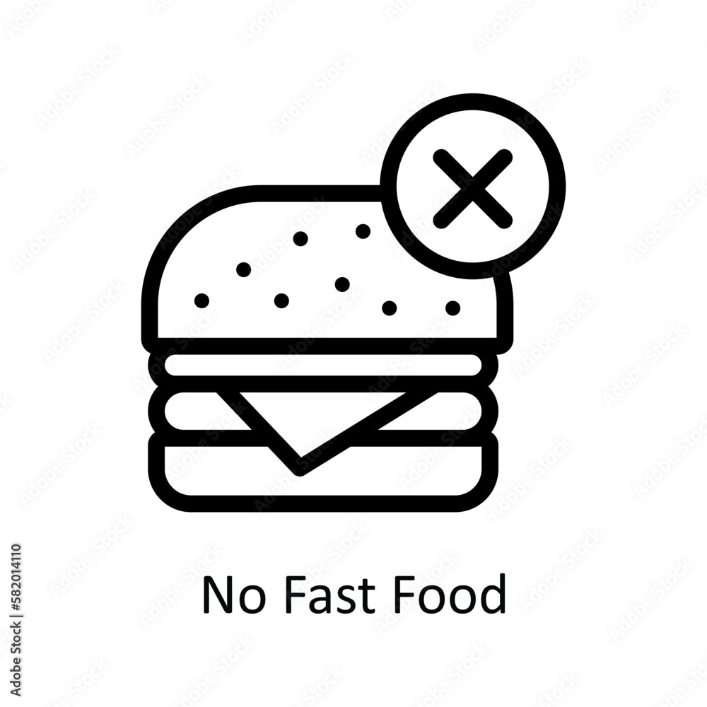 No Fast Food Vector outline Icons. Simple stock illustration stock No Fast Food Vector outline Icons. Simple stock illustration stock