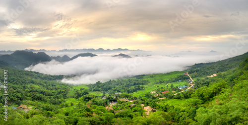 Panoramic view of beautiful green terraces of Pu Luong commune, Thanh Hoa province, Vietnam photo