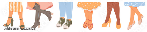 Woman shoes on legs vector illustration on white