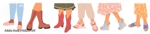 Female footwear of different types vector illustration