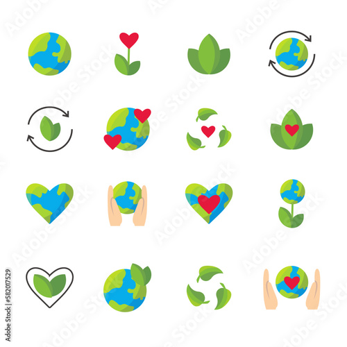 a set of icons on the theme ecology
