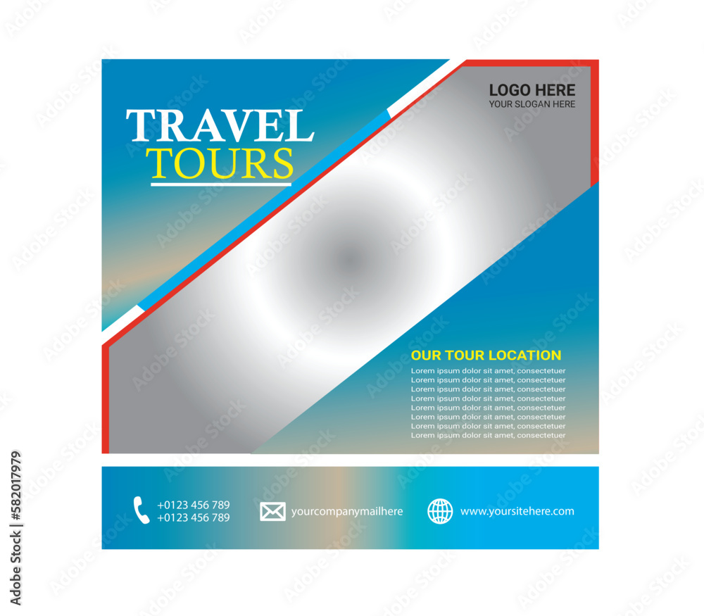 Naklejka premium Travel and Tour Social Media Post Template
