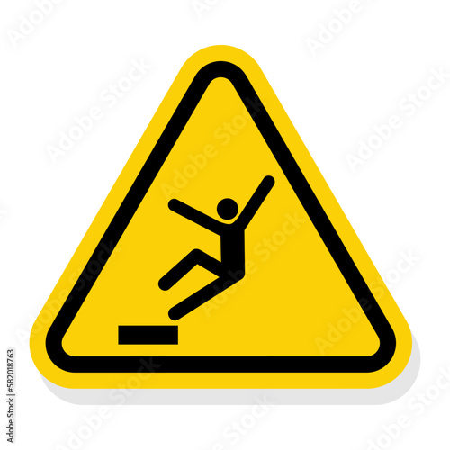 ISO Triangle Warning Sign: Drop Fall Hazard Symbol