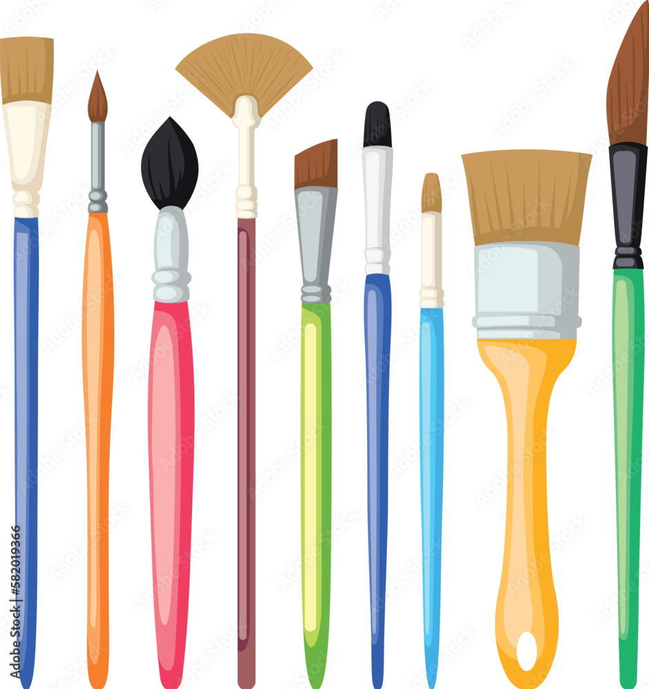 Naklejka premium artist paint brush set cartoon vector illustration