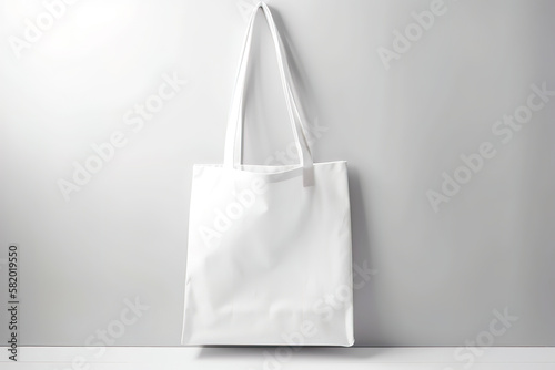 Blank canvas tote bag mockup in white eco friendly design with copy space. Concepts for zero waste movement of shopping bags