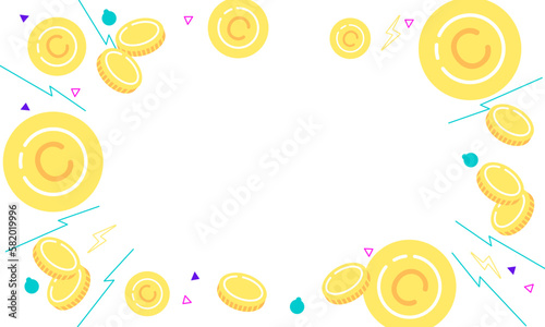 散らばるコインのフレーム
