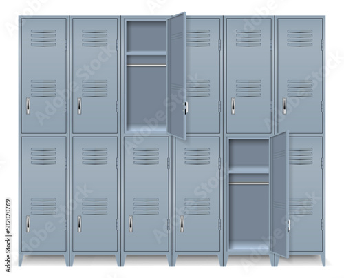 storage lockers with open door compartment- 3d illustrator