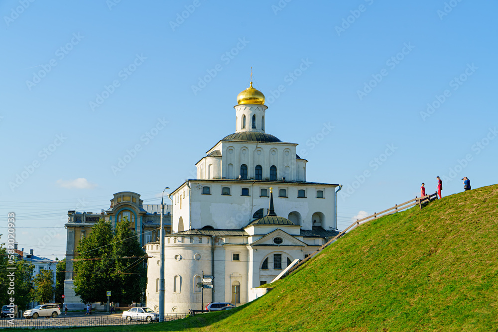 Vladimir, Russia - August 10, 2020: State Vladimir-Suzdal Museum-Reserve - Golden Gate, Kozlov Val