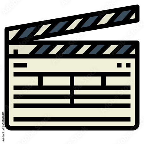 clapboard filled outline icon style