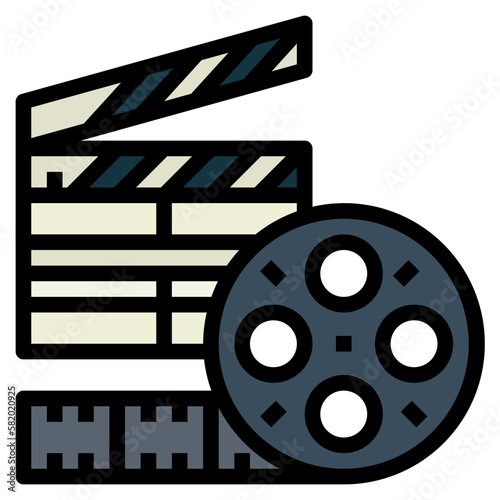 clapboard filled outline icon style
