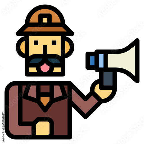 film director filled outline icon style