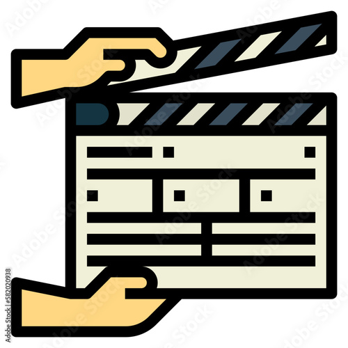 clapboard filled outline icon style