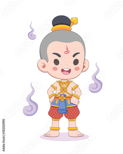 Cute style Thai ghost Kuman Thong cartoon illustration