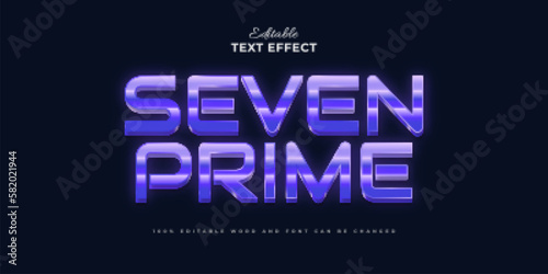 Seven Prime Text with Retro Style and Glowing Effect