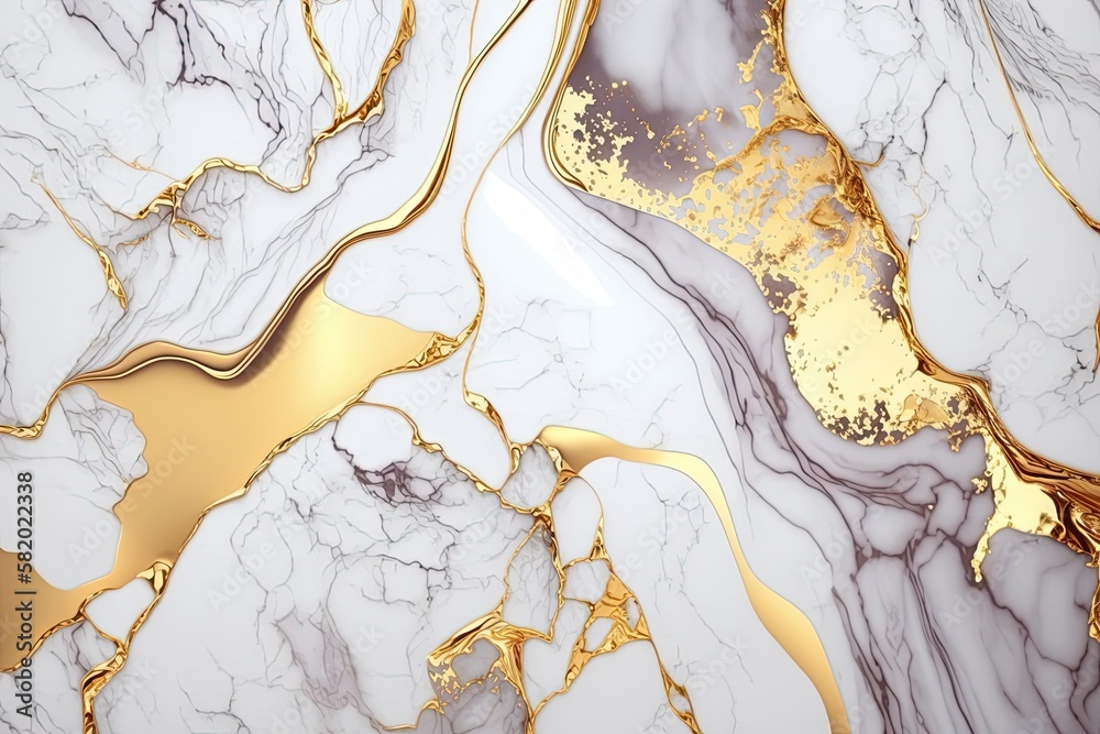 Naklejka premium golden white marble texture background