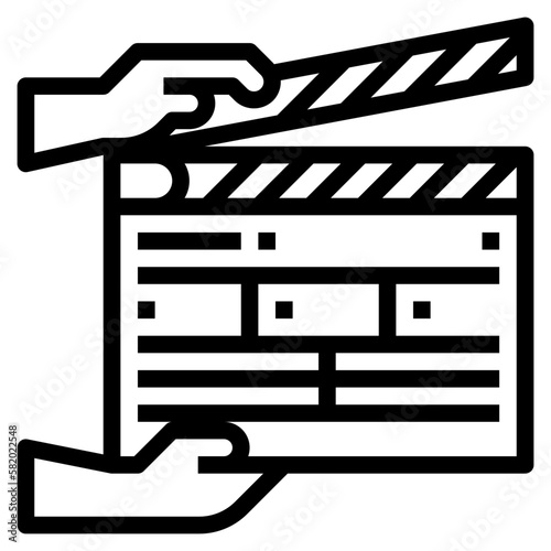 clapboard line icon style