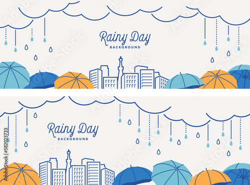 雨のイメージのバナーセット