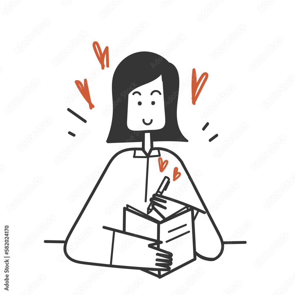 hand drawn girl writing diary or journal illustration hand drawn girl writing diary or journal illustration
