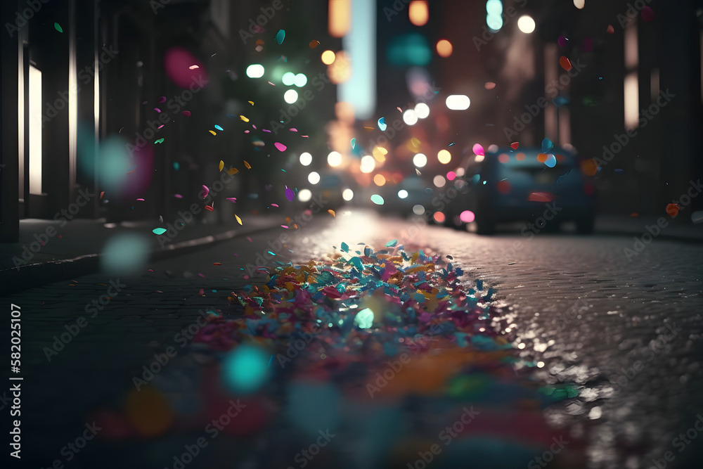 Confetti on the street. Generative AI 