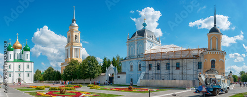 Panoramic view of Sobornaya square in Kolomna Kremlin. Moscow Oblast, Russia. Holy Trinity Novo-Golutvin Convent photo