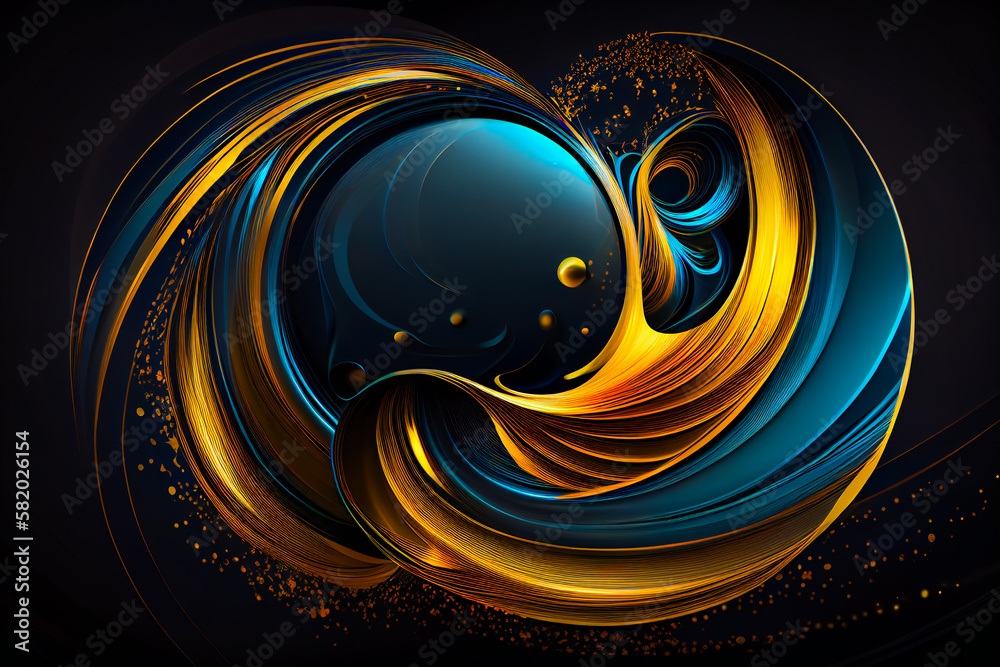 Dynamic Deep Blue Gold Background with Vibrant Colors and Plasma Wave ...
