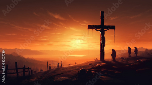 Good Friday Jesus on the cross - Generative AI Illustration