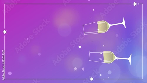 Glasses with champagne clink, vertical animation for a holiday