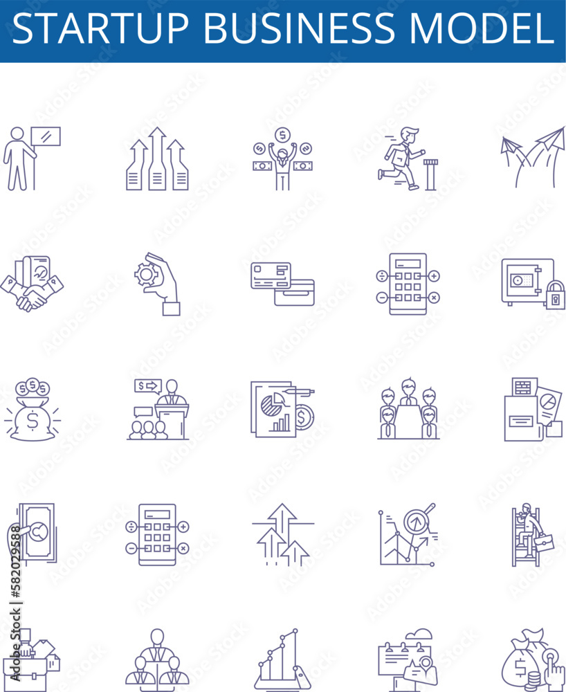 Startup business model line icons signs set. Design collection of ...