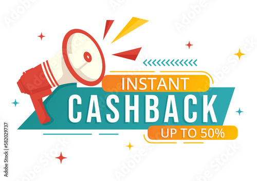 Cashback Illustration with Financial Payment to Money Cash Back Service for a Buyer in Flat Cartoon Hand Drawn for Landing Page Templates