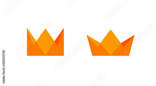 Crown icon logo geometric vector golden flat simple graphic illustration isolated, royal king luxury symbol clipart image set fun cartoon comic