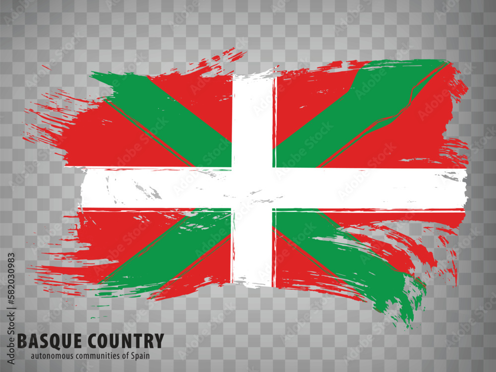 Flag of Basque Country brush strokes. Flag Basque Country and Leon with