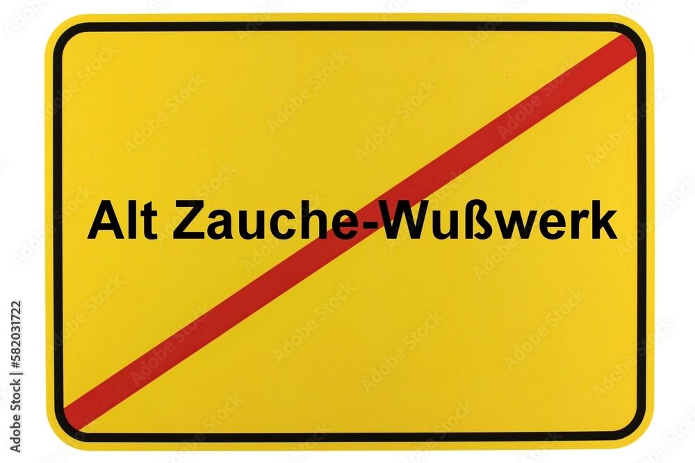 Illustration eines Ortsschildes der Gemeinde Alt Zauche-Wußwerk in Brandenburg