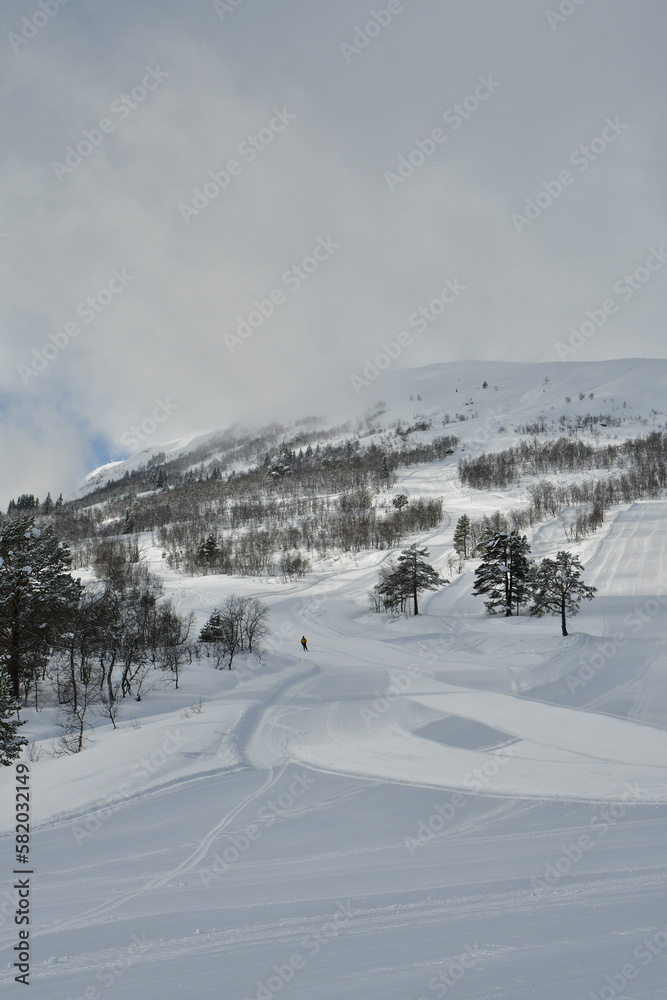 ski slope on sunny day in norway