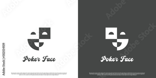 Casual face mask logo design illustration. classic face silhouette various expressions people clown comedian magician circus artist vintage. Simple flat design.