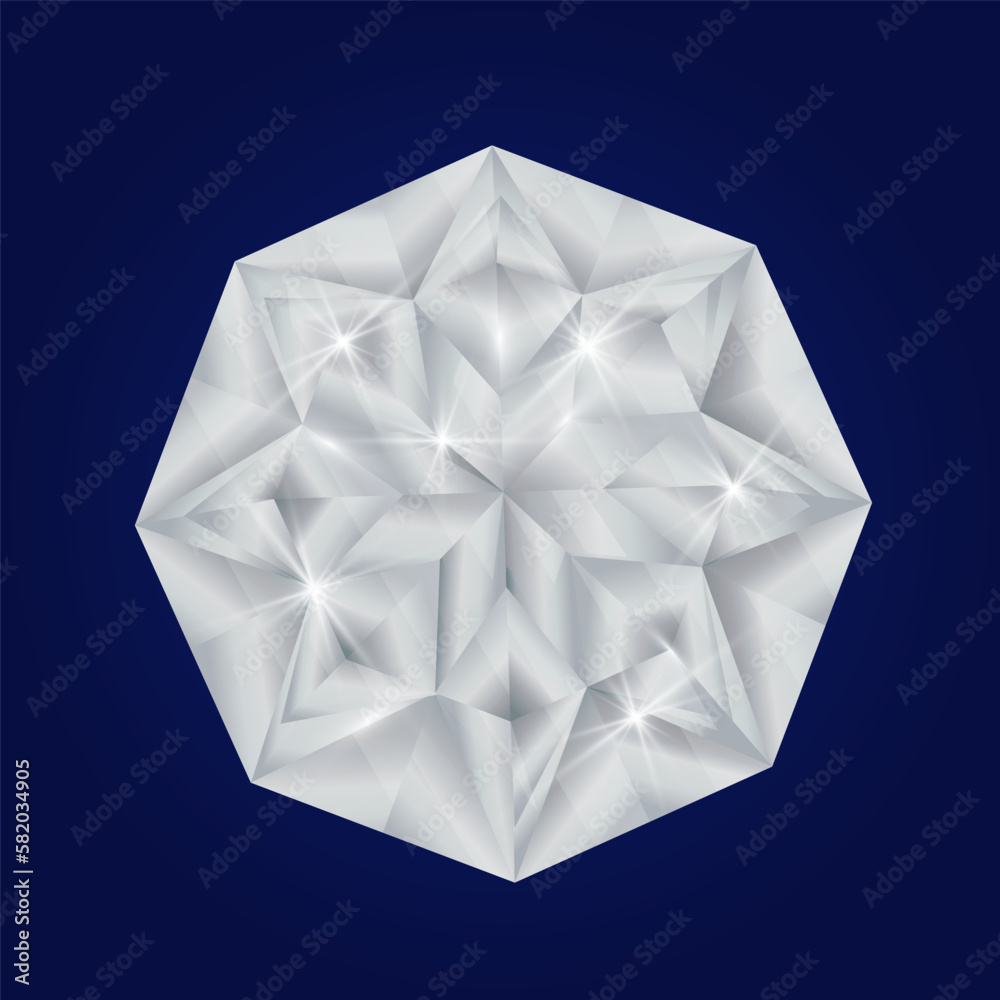 Vector realistic gemstone, crystal. Jewelry concept. design template, clipart. View from above. Vector realistic gemstone, crystal. Jewelry concept. design template, clipart. View from above.